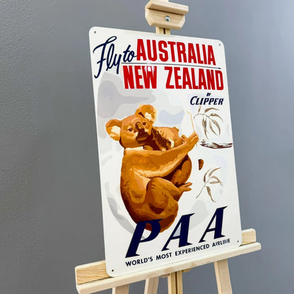 PAA Clipper Fly to Australia & New Zealand Metal Tabela
