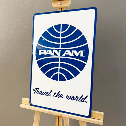 Pan Am - Travel the World" Airline Logo Metal Tabela