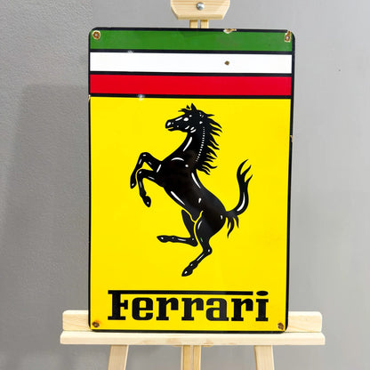 Rusted Ferrari Prancing Horse Metal Tabela