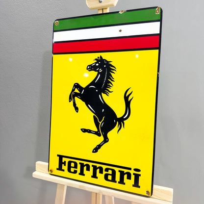 Rusted Ferrari Prancing Horse Metal Tabela