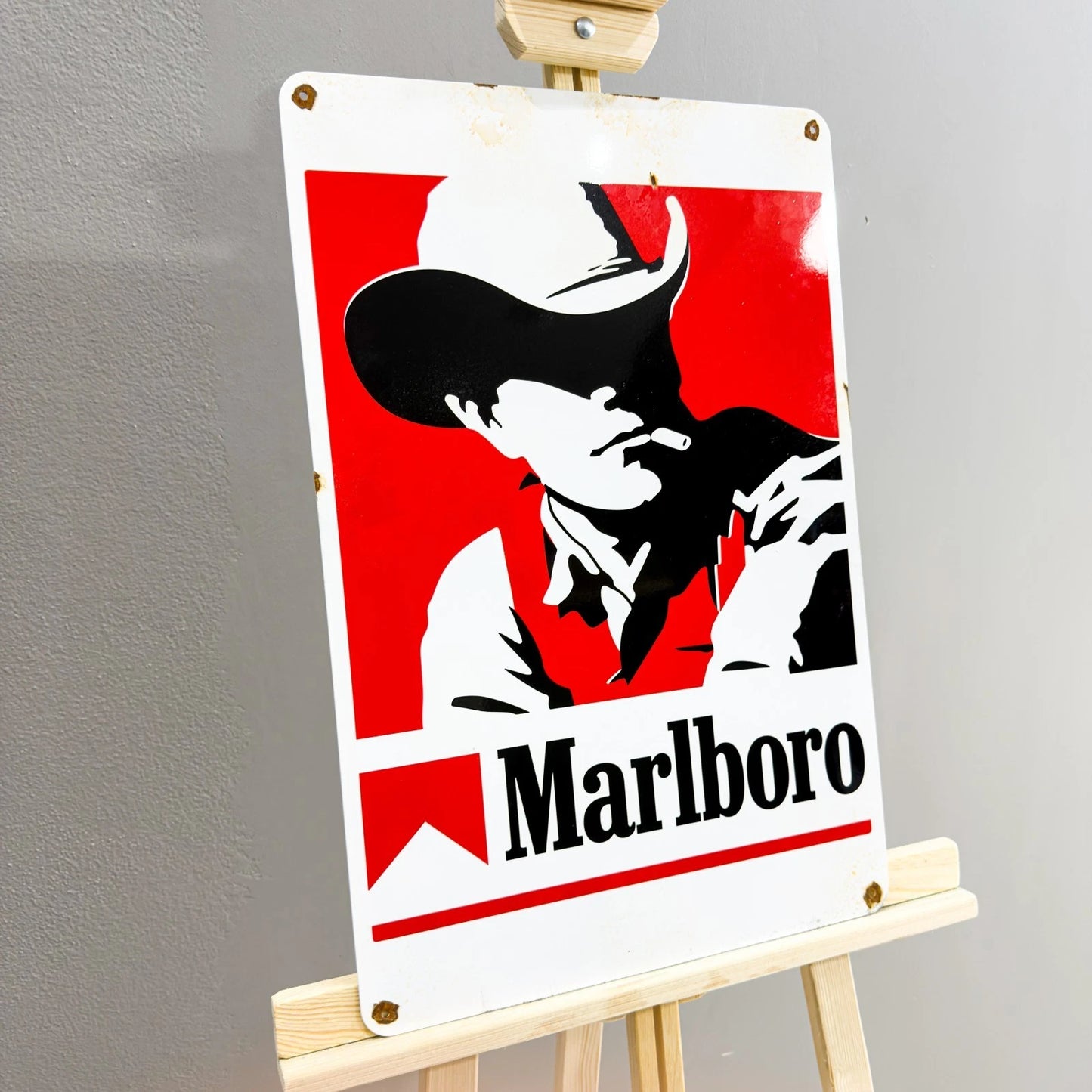 Rusted Marlboro Cowboy Metal Tabela