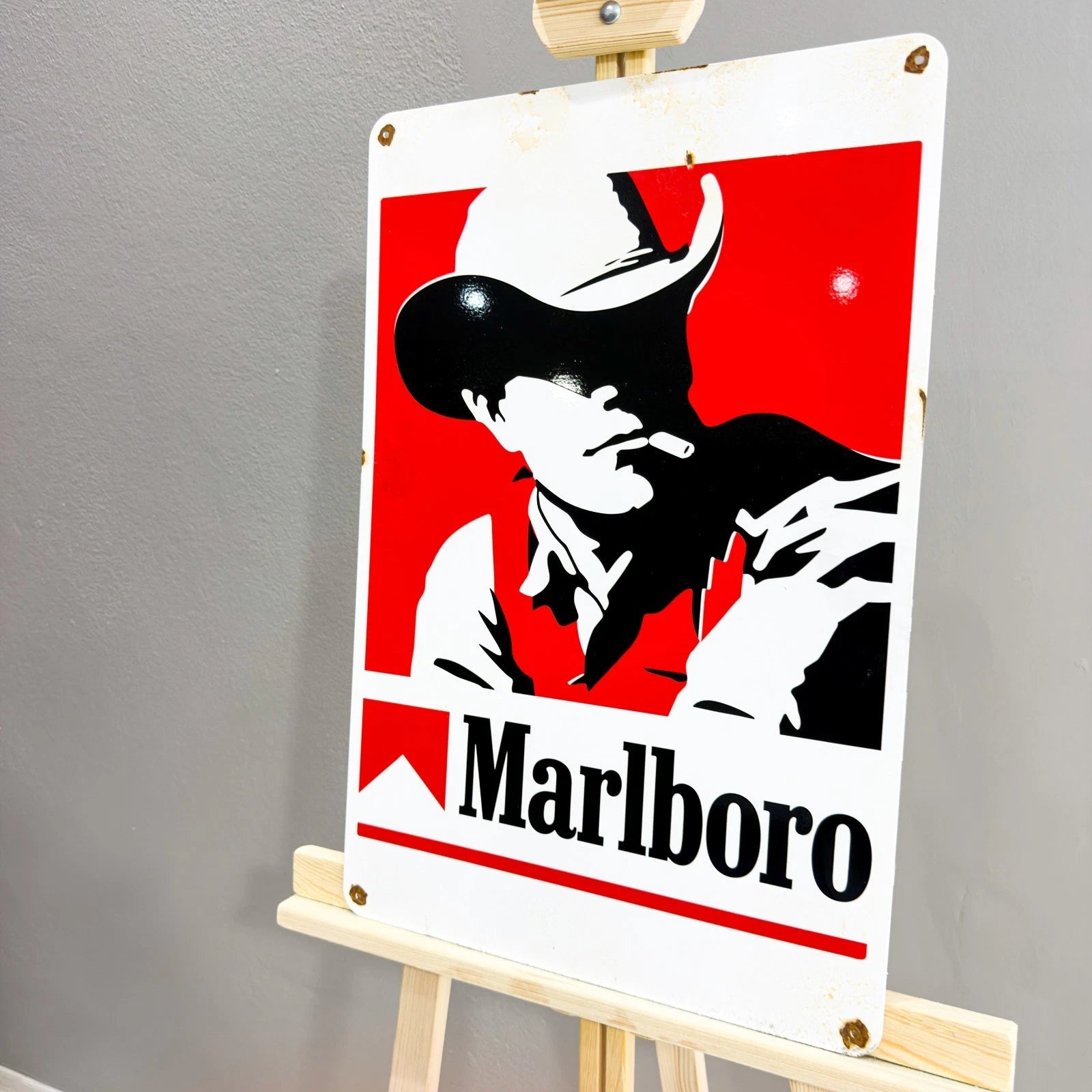 Rusted Marlboro Cowboy Metal Tabela