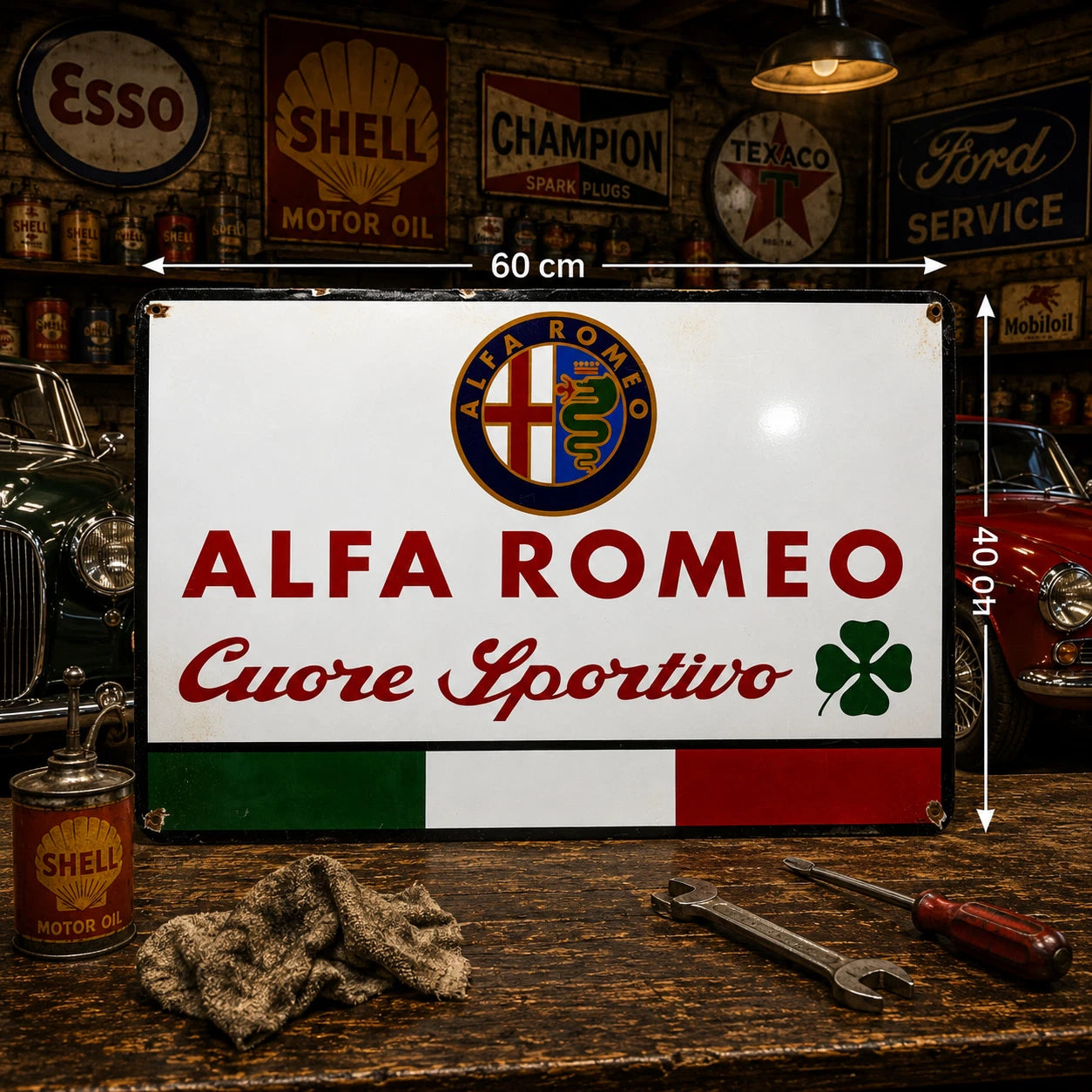 Rusty Alfa Romeo Cuore Sportivo Metal Tabela