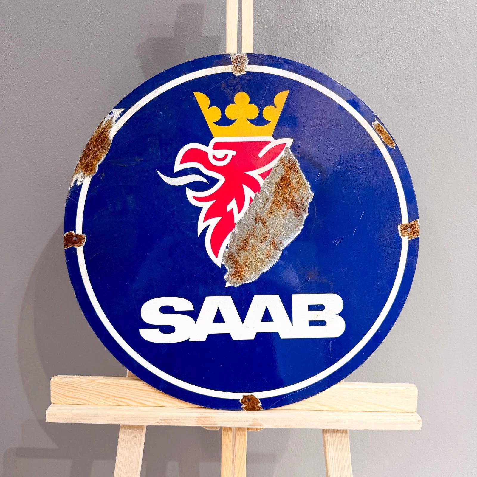 SAAB Rusty Look Logo Metal Tabela