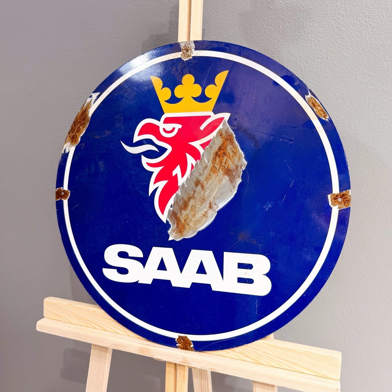 SAAB Rusty Look Logo Metal Tabela