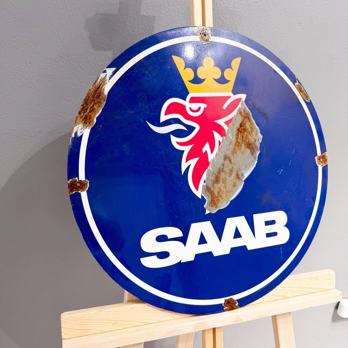 SAAB Rusty Look Logo Metal Tabela