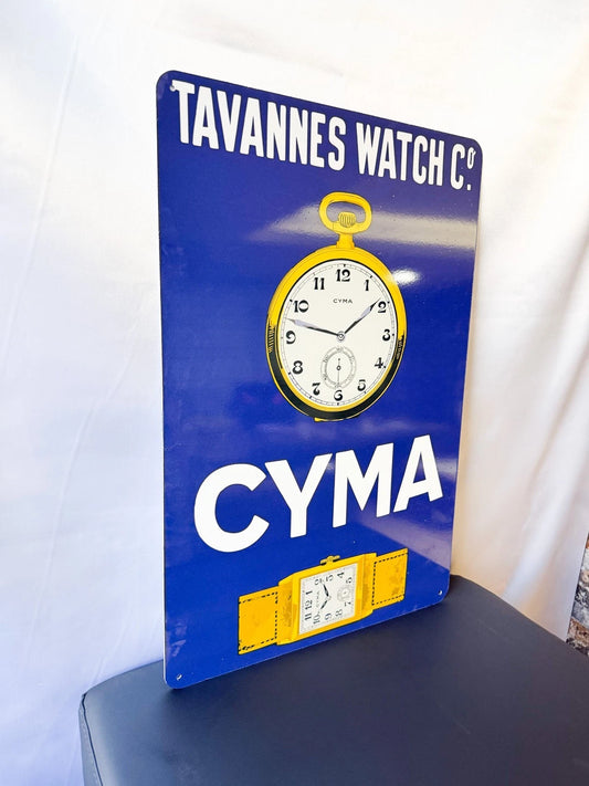 Tavannes Watch Co. CYMA - Swiss Watch Advertising Metal Tabela