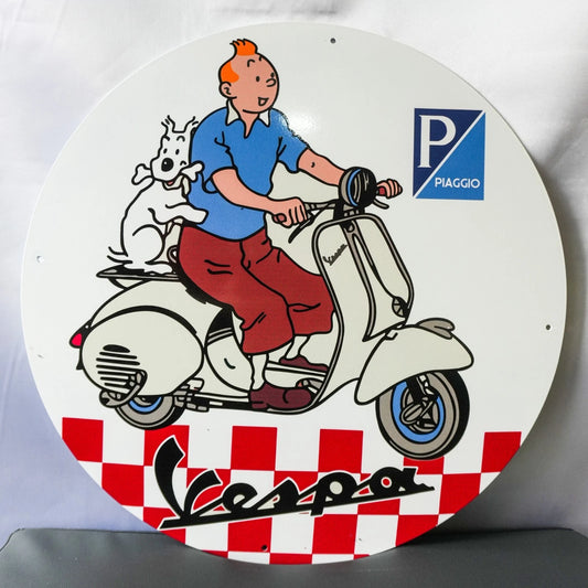 Vespa Tintin Scooter - Piaggio Metal Tabela