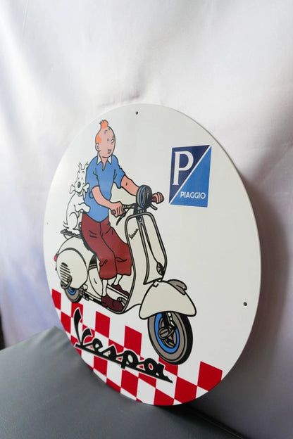 Vespa Tintin Scooter - Piaggio Metal Tabela