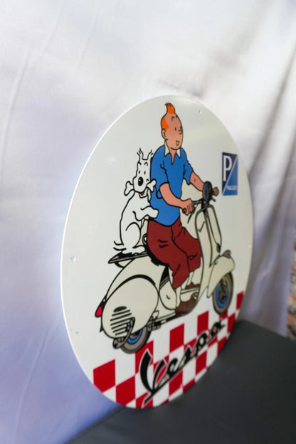 Vespa Tintin Scooter - Piaggio Metal Tabela