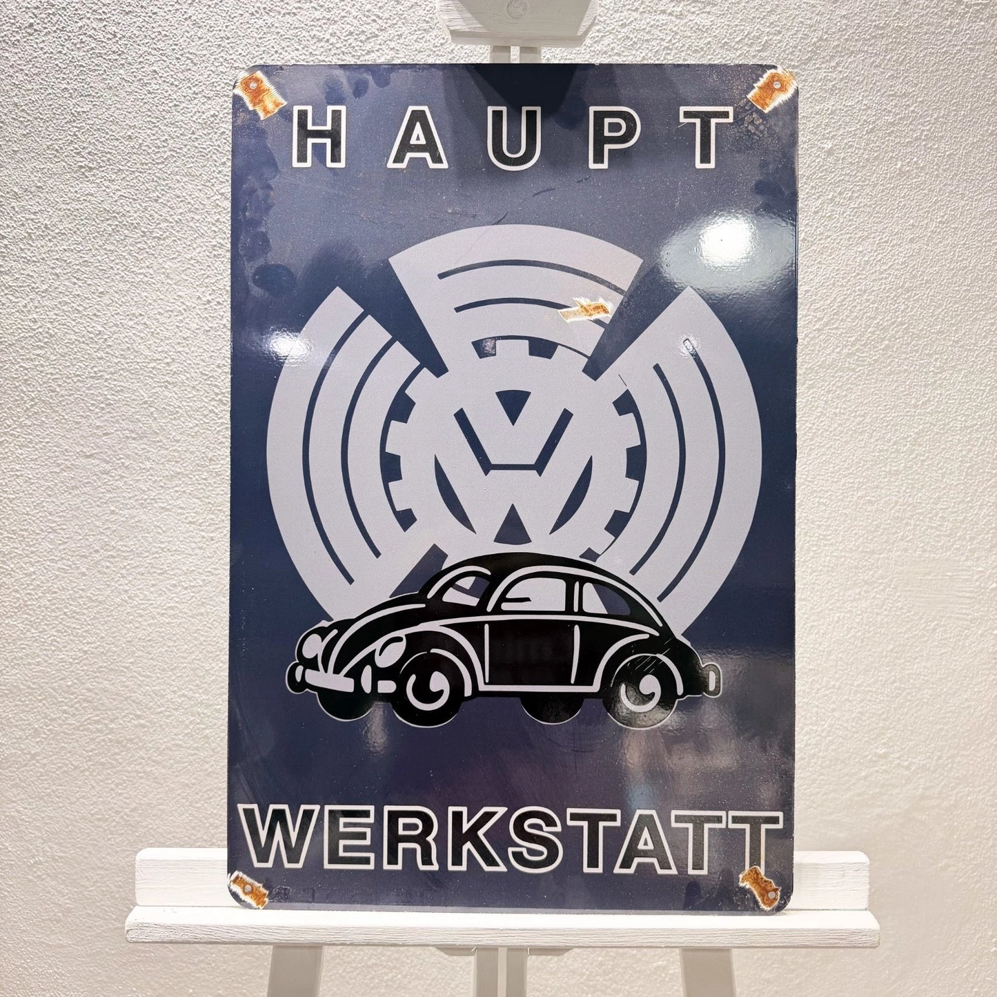Volkswagen Beetle Haupt Werkstatt Rusted Metal Tabela