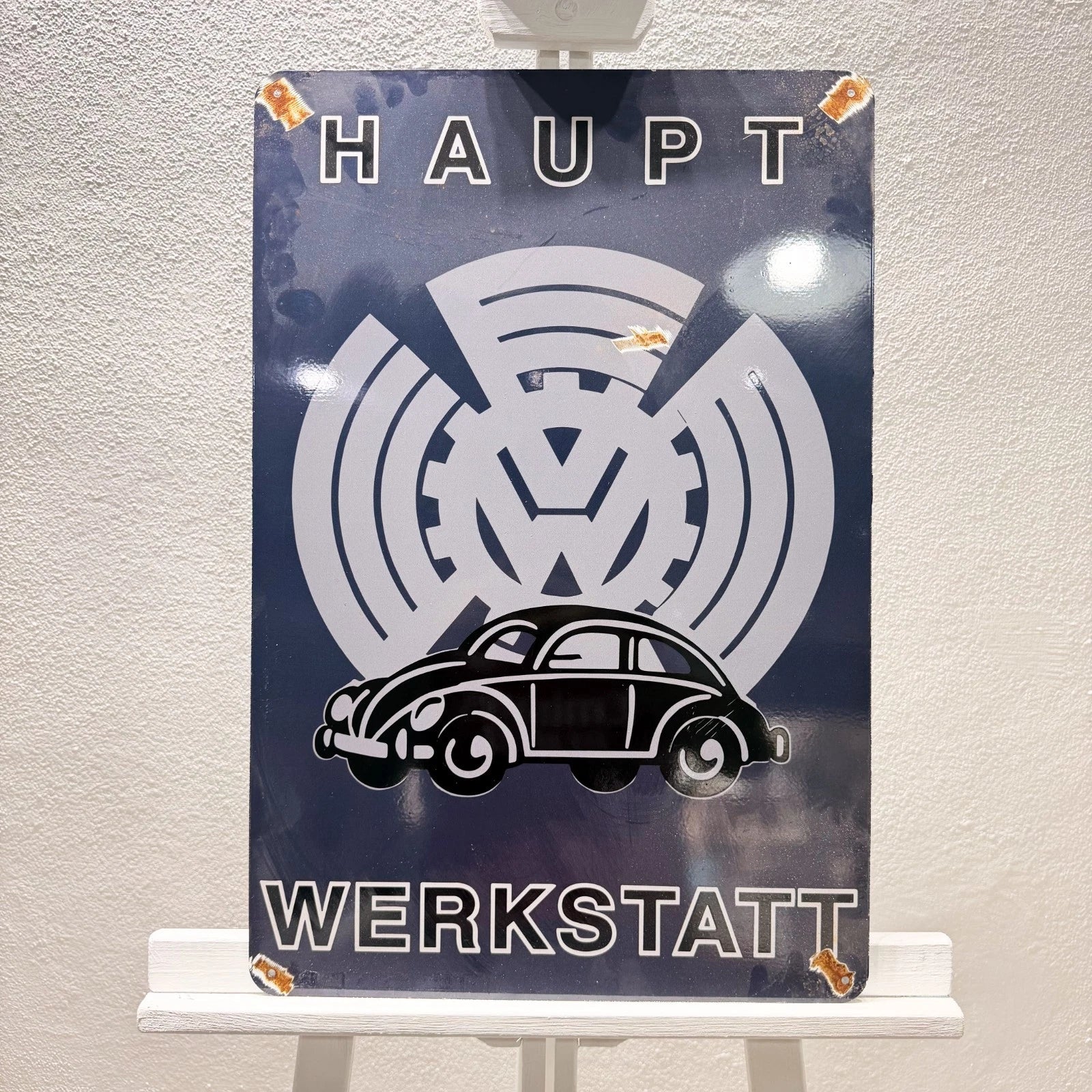 Volkswagen Beetle Haupt Werkstatt Rusted Metal Tabela