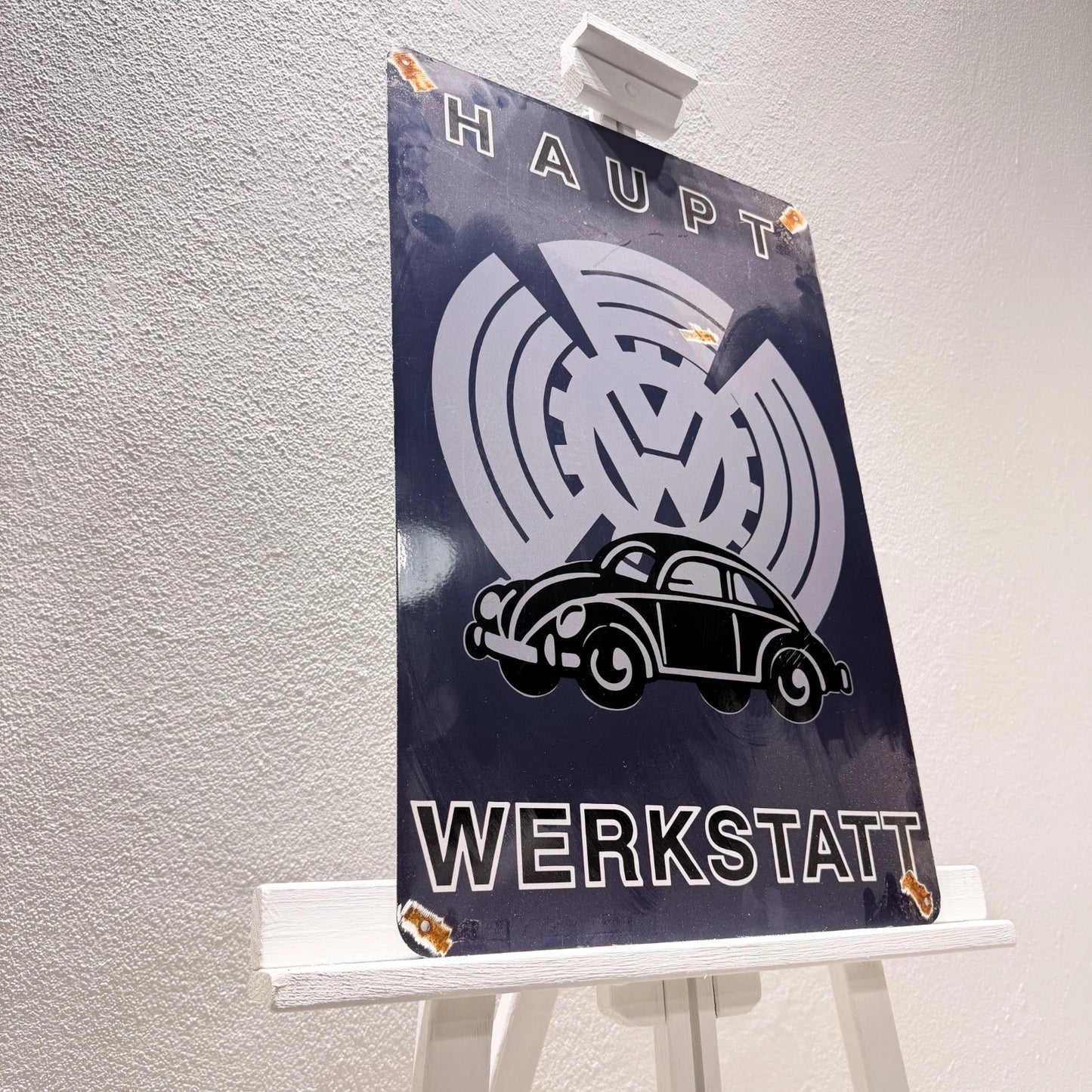 Volkswagen Beetle Haupt Werkstatt Rusted Metal Tabela