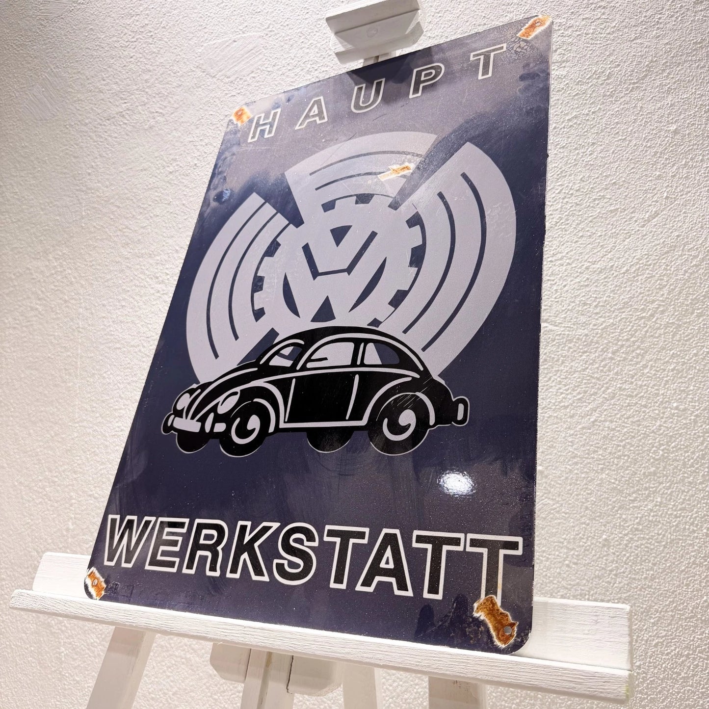 Volkswagen Beetle Haupt Werkstatt Rusted Metal Tabela