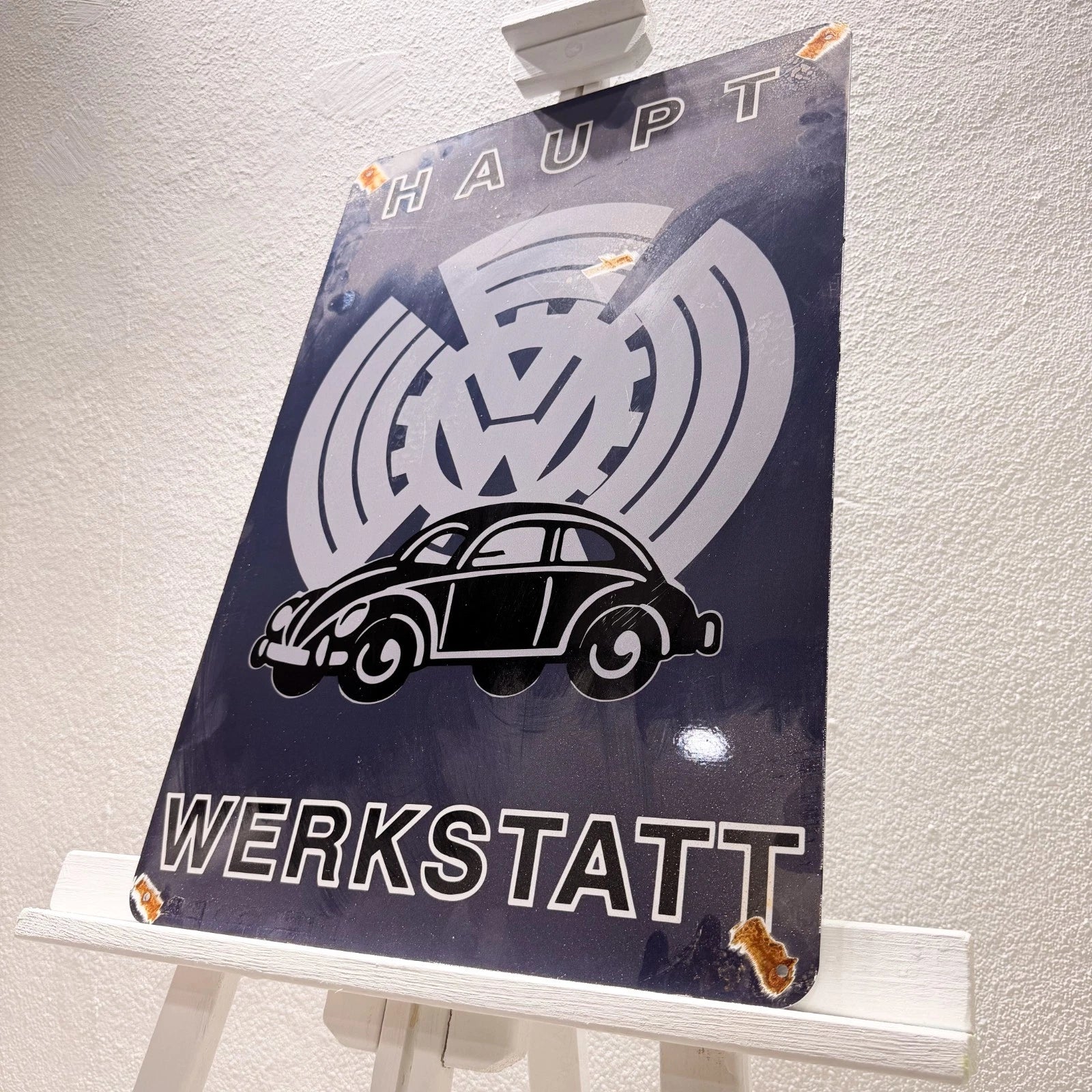 Volkswagen Beetle Haupt Werkstatt Rusted Metal Tabela