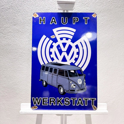 Volkswagen Bus Haupt Werkstatt Rusted Metal Tabela
