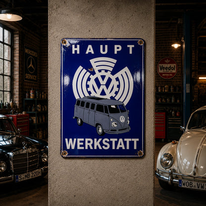 Volkswagen Bus Haupt Werkstatt Rusted Metal Tabela