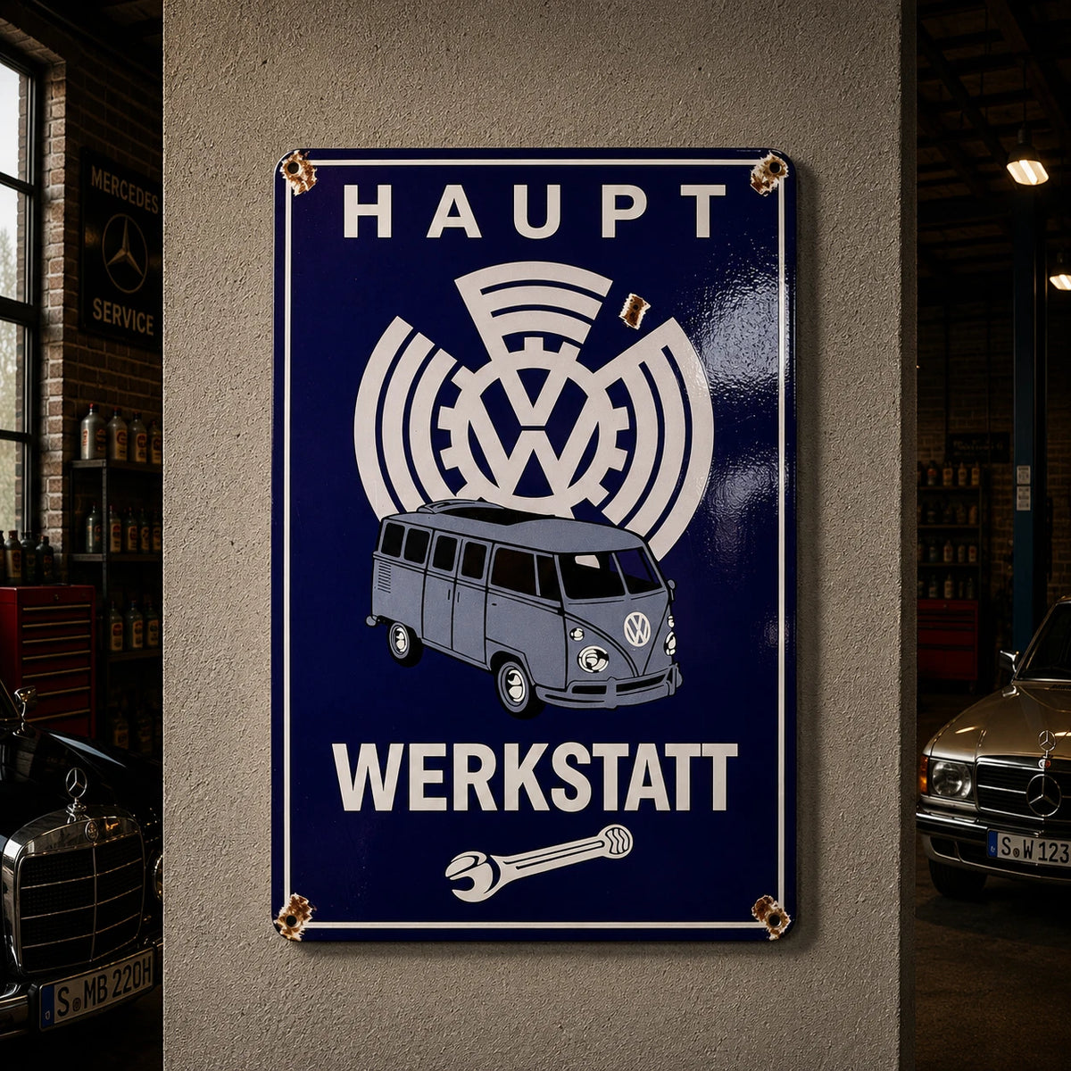 Volkswagen Haupt Werkstatt Rusted Service Metal Tabela