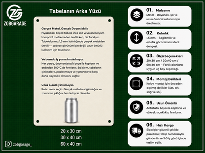 Metal tabelanın arka yüzü ve üretim özellikleri