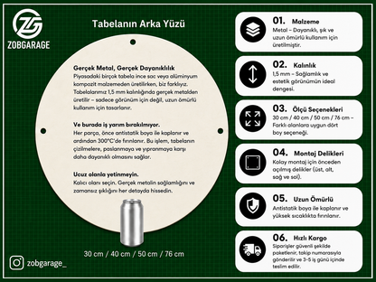 Metal tabelanın arka yüzü ve üretim özellikleri